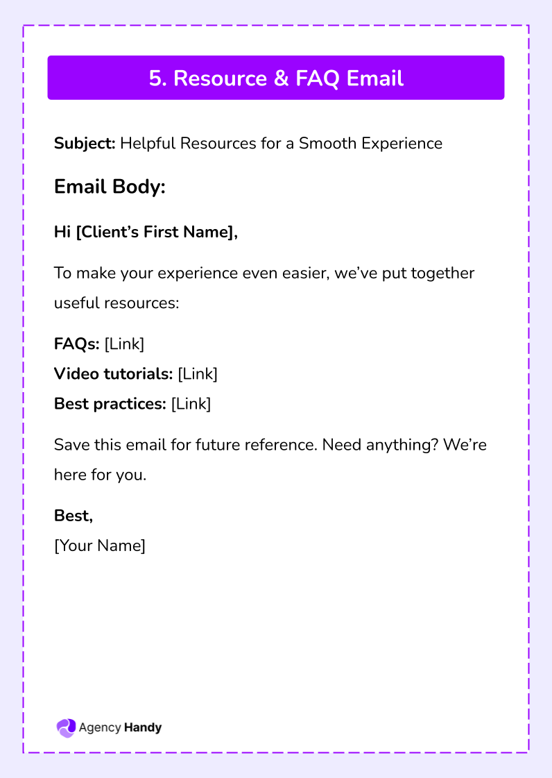 Resource & FAQ Email