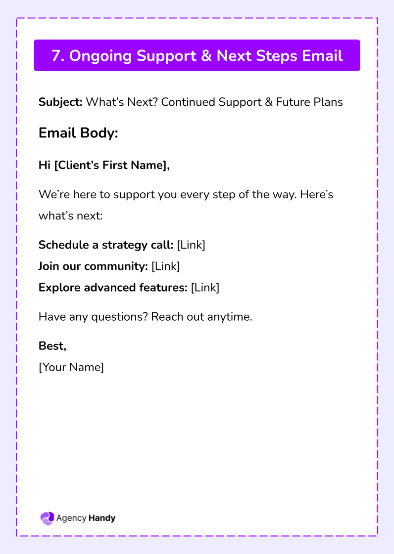 Ongoing Support & Next Steps Email