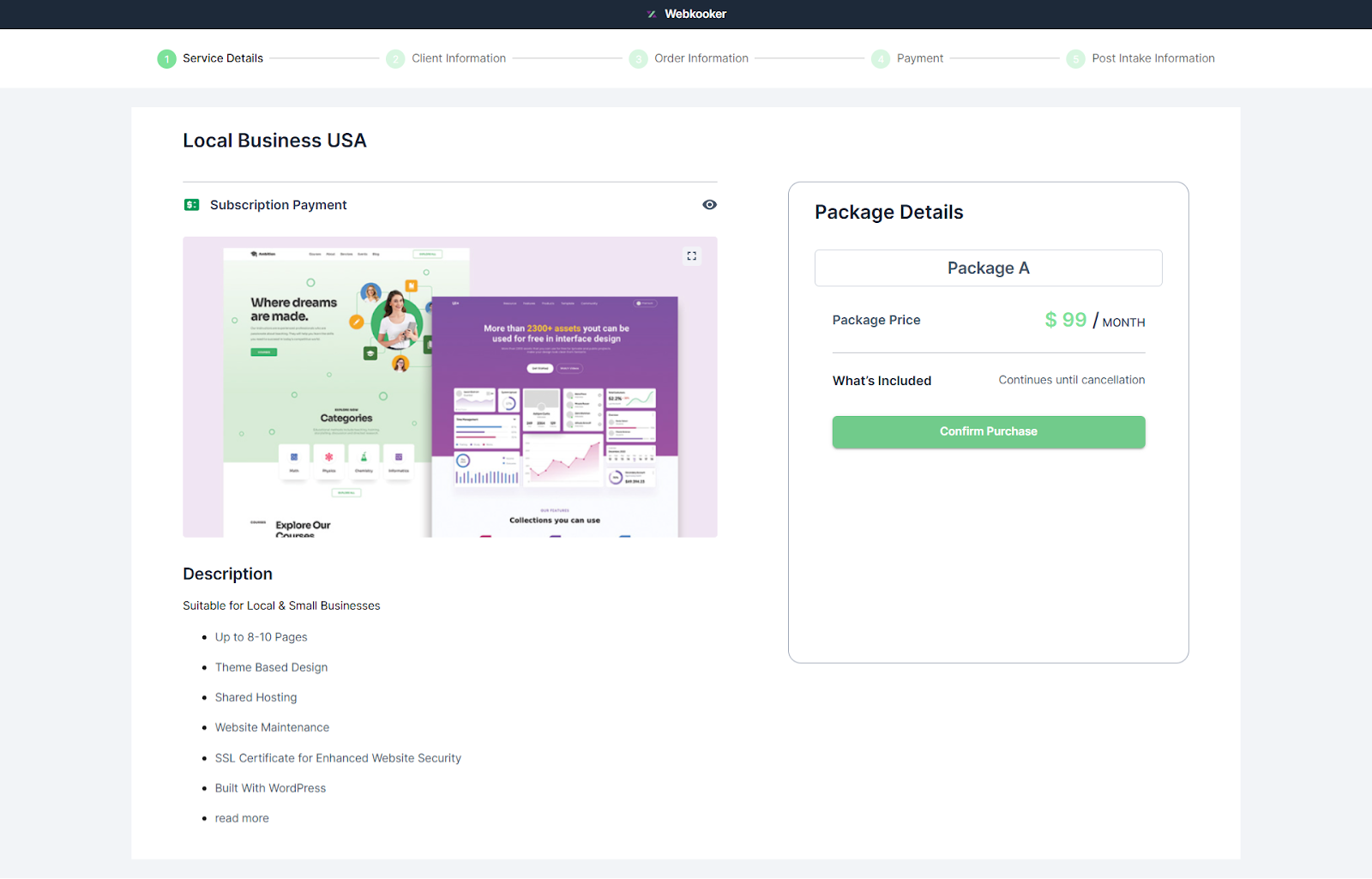 Webkooker service catalog