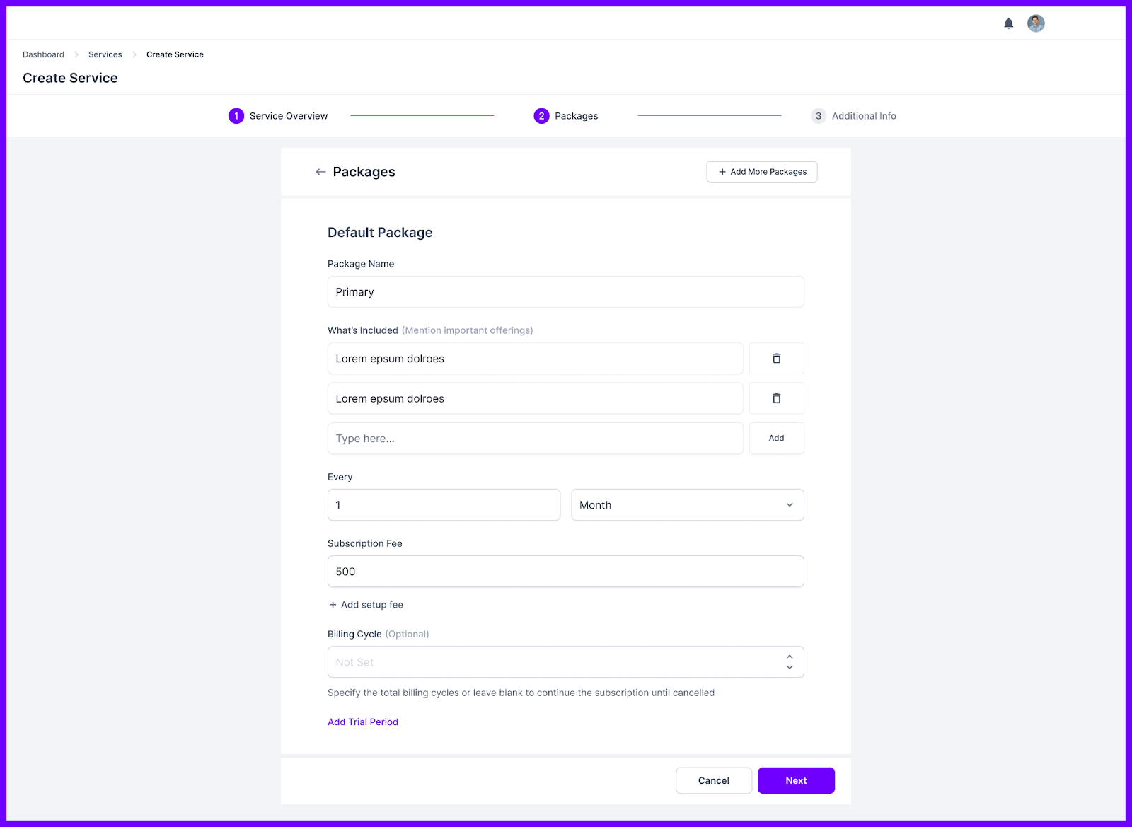 Agency Handy Create Service Add Package