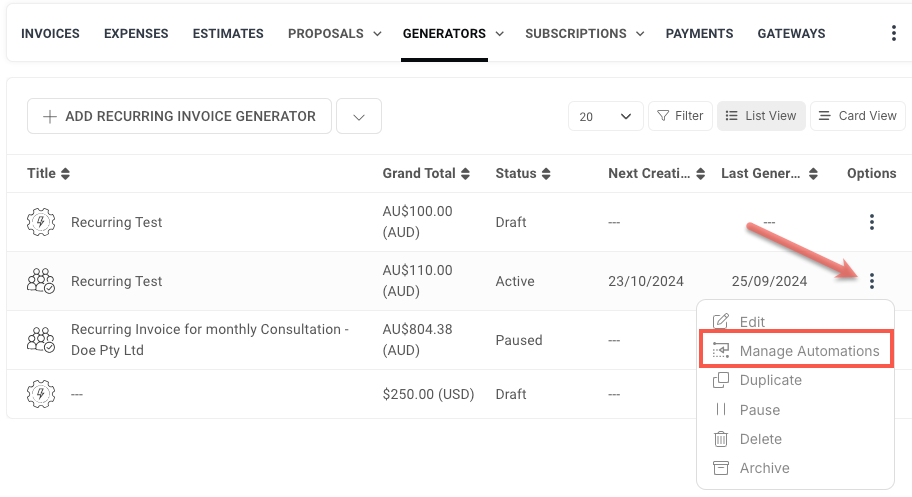 SuiteDash Recurring Billing and Invoicing
