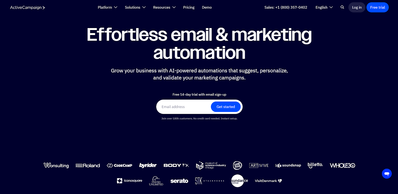 ActiveCampaign Homepage