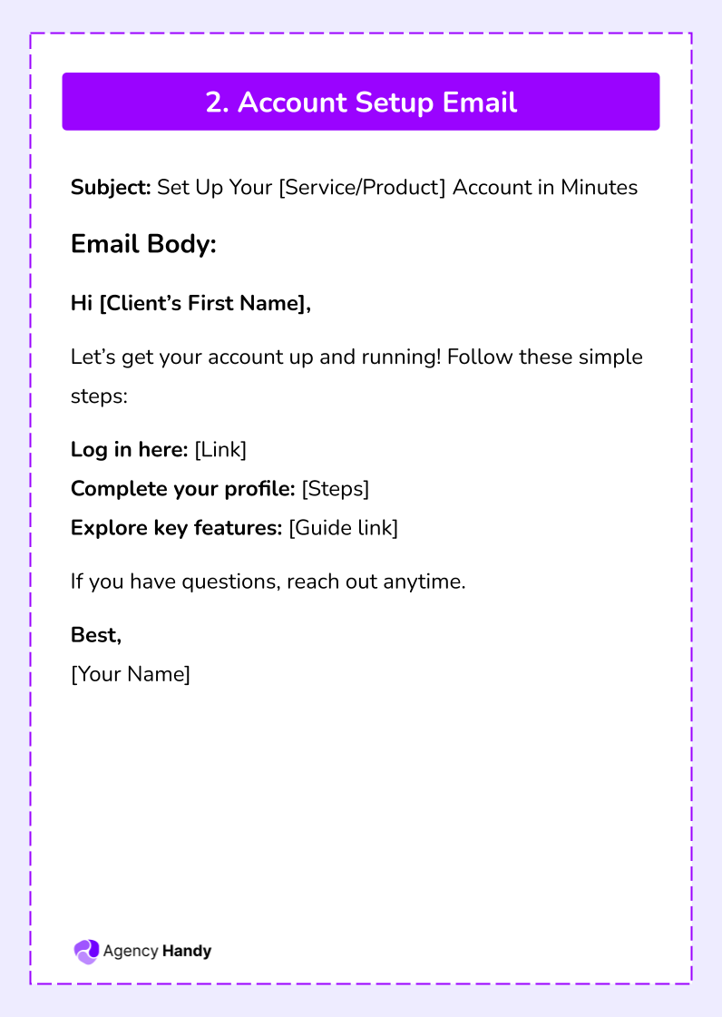 Account Setup Email